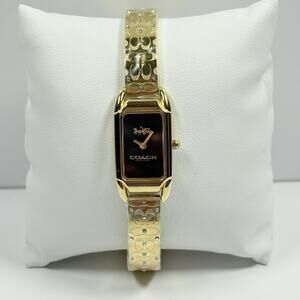 Coach 14504250 Cadie Black Dial Crystal Gold Tone Bangle Bracelet Women’s Watch